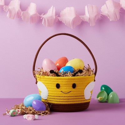 Easter Bee Rope Basket Yellow and Black - Spritz