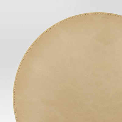 Faux Leather Charger Gold - Threshold: Modern Round Placemat, Solid Pattern, Christmas Decor, 15" Polyurethane
