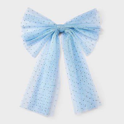 Tulle Rhinestone Hair Bow - A New Day Blue