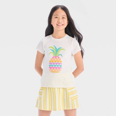 Girls' Short Sleeve Pineapple Graphic T-Shirt -Cat & Jack Cream S