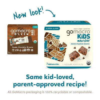 GoMacro Kids Double Double Chocolate Brownie Macrobar - 6.3oz/7ct