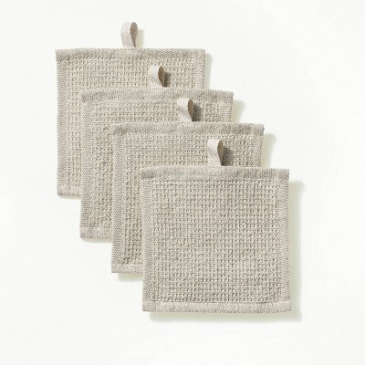 6"x6" 4pk Dish Clothes Gray - Figmint