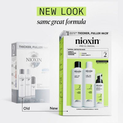 Nioxin System 2 Hair Thickening Natural & Untreated Hair Shampoo & Conditioner Kit - 3ct