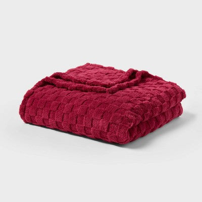 Twin/Twin XL Checkered Blanket Magenta - Room Essentials