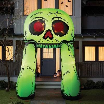 11' LED Skull Archway Inflatable Halloween Projection Decoration Green - Hyde & EEK! Boutique