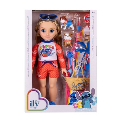 Disney ILY 4EVER Stitch Inspired 18" Doll and Beach Puppy Set Blonde Hair/Blue Eyes