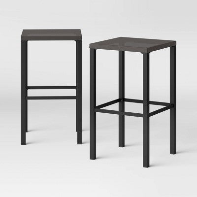 2pk Store & Serve Outdoor Patio Counter and Bar Stools Black - Room Essentials: Weather-Resistant Steel Frame, 250lb Capacity (LOCAL PICKUP ONLY)