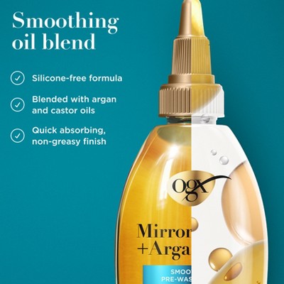 OGX Mirror Shine + Argan Oil Smoothing Pre-Wash Hair Gloss - 4 fl oz: Damage Repair, All Hair Types, Liquid Form