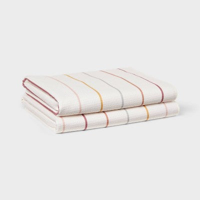 2pc Quick Dry Striped Waffle Oversize Bath Towel - Room Essentials