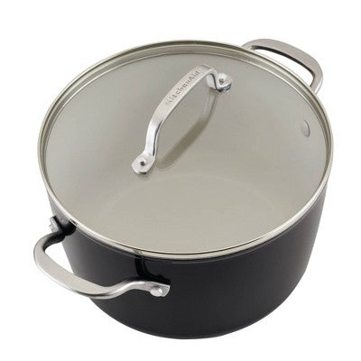 KitchenAid 9pc Ceramic Forged Aluminum Nonstick Cookware Set Onyx Black: Dishwasher-Safe, Glass Lids, Gas & Electric Compatible (LOCAL PICKUP ONLY)