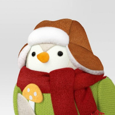 Featherly Friends 'Acorn' Fabric Christmas Bird Figurine Holding Mushroom - Wondershop