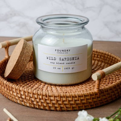 Foundry Candle Co. Glass Wild Gardenia and Ylang Ylang Jar Candle with Lid 15oz