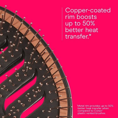 Conair Copper Pro Quick Blow Dry Vented Copper Pin Cushion Vent Hair Brush - All Hair