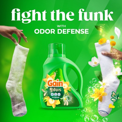 Gain Original Plus Liquid Laundry Detergents 45 Loads - 60oz: Cold Water Detergent, Spill-Resistant Lid, Paraben-Free