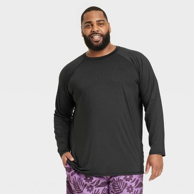 Men's Big & Tall Long Sleeve Rash Guard Swim Shirt 5XL