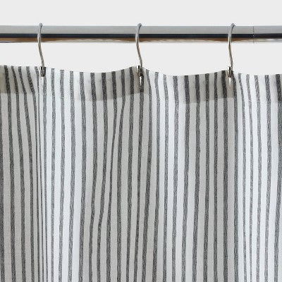Stripe with Ruffle Shower Curtain Black/White - Threshold