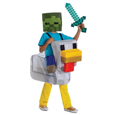 Minecraft Kids' Chicken Jockey Pop Out Ride on Costume Suit Unisize 8+