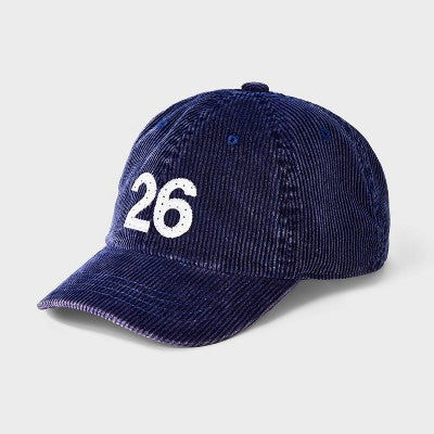 Girls' "26" Corduroy Baseball Hat - art class Navy