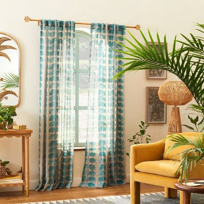 1pc 54"x95" Sheer Vines Burnout Window Curtain Panel Green - Opalhouse designed with Jungalow: Botanical Light Filtering