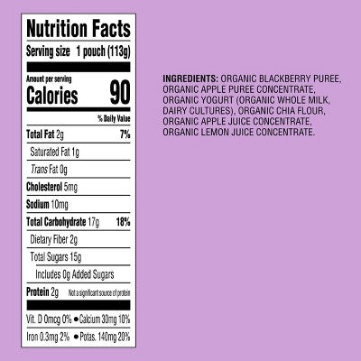Blackberry Apple Yogurt & Chia Organic Baby Food Pouch - 4oz - Good & Gather: Age 8 Months+, Ready to Eat, Pureed 2nd Stage