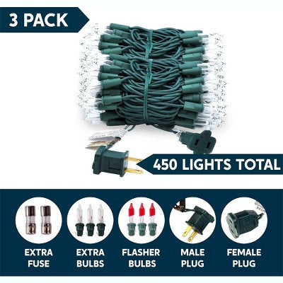 JOYFY Christmas String Lights Outdoor, 3x150 Count Christmas Tree Lights