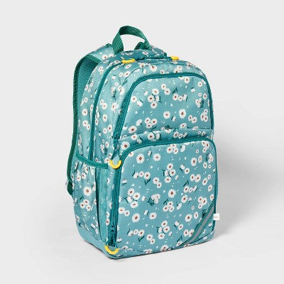 Kids' 17" Everyday Classic Backpack - Cat & Jack Mint Daisy: Floral Design, Ages 5-10
