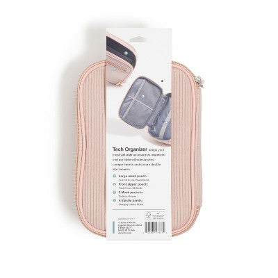 U Brands 8"x5.25" Dual Zip Corduroy Tech Organizer Dusty Rose