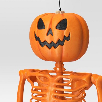 36" Poseable Pumpkin Head Skeleton Halloween Decorative Prop Orange - Hyde and EEK! Boutique