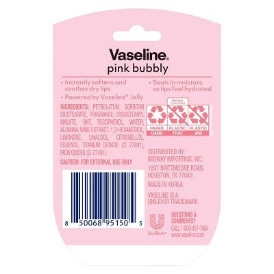 Vaseline Holiday Limited Edition Lip Balm - Pink Bubbly Cutie - Travel Size - 0.25oz