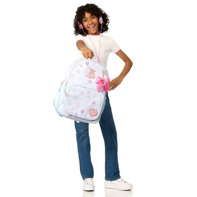 Locker Club Elevated Backpack Set with Pencil Case and Headphones - Blue Stripe Ribbons