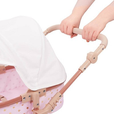 LullaBaby Double Stroller Pink Carriage with Golden Star Print
