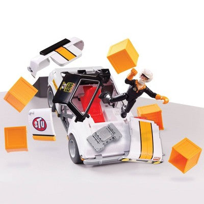 Stuntman Stu Race Ace Stunt Car Break Apart Stunt Set with Action Figure Pop-Off Parts and Crash Crates