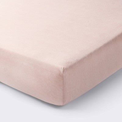 Polyester Rayon Fitted Crib Sheet - Heirloom Pink - Cloud Island