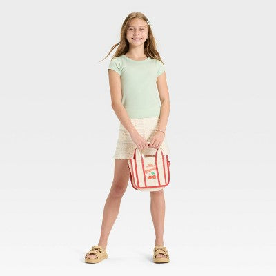 Girls' Short Sleeve Ribbed T-Shirt - art class Green M