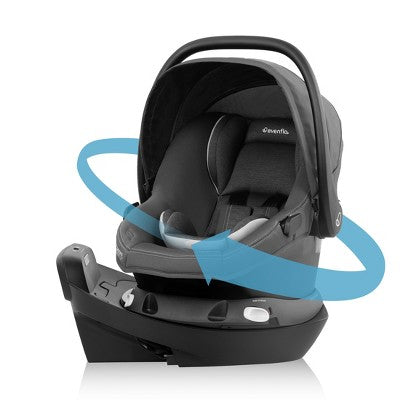 Evenflo Revolve180 LiteMax Rotating Infant Car Seat with Green & Gentle - Anchor Gray (LOCAL PICKUP ONLY)