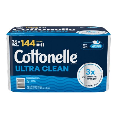 24 PACK OPEN PACKAGE!!Cottonelle Ultra Clean Strong Toilet Paper - 36 Mega Rolls