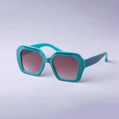 Women's Two-Tone Oversized Angular Square Sunglasses - A New Day Green