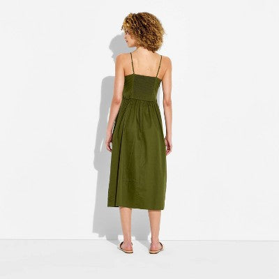 Women's Keyhole Poplin Midi Dress - Wild Fable Green L