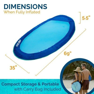 SwimWays Spring Float Inflatable Pool Lounger with Hyper-Flate Valve Blue