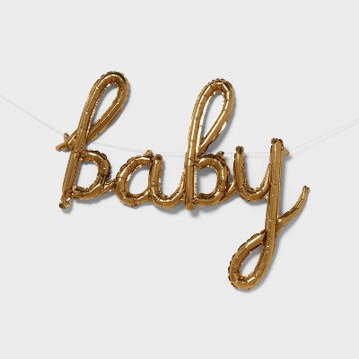 "baby" Script Foil Balloon Banner Gold - Spritz