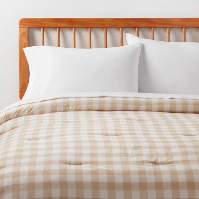 Twin/Twin Extra Long Microfiber Comforter Reversible Ivory Gingham - Room Essentials