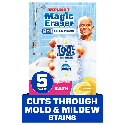 Mr. Clean Lemon Magic Eraser 2-in-1 Built-In Cleaner Bath - 5ct