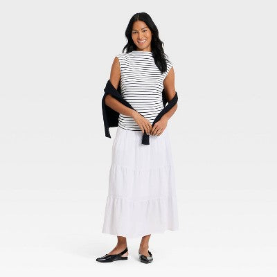 Women's Tiered Skirt - A New Day White M