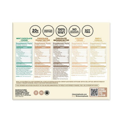 Clean Simple Eats Protein Powder Sticks - Variety Pack - 11.9oz/10ct