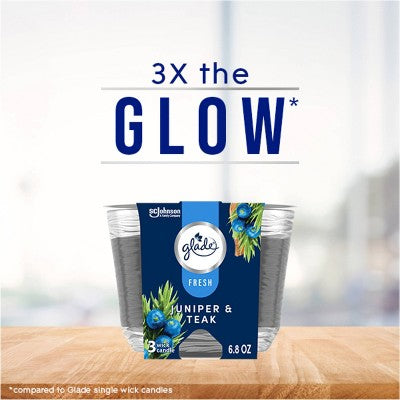 Glade 3 Wick Candle - Juniper & Teak - 6.8oz