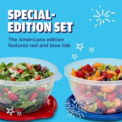 Rubbermaid 2pc TakeAlongs 15.7C/3.7L Serve Bowl Summer Food Storage Containers - Red/Blue