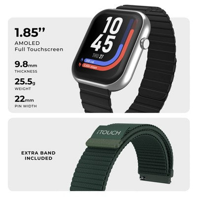 iTouch Air 5 Silver Case with 1 magnetic and 1 nylon strap Smartwatch Set