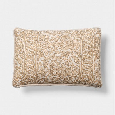 Lumbar Floral Throw Pillow Neutral - Threshold