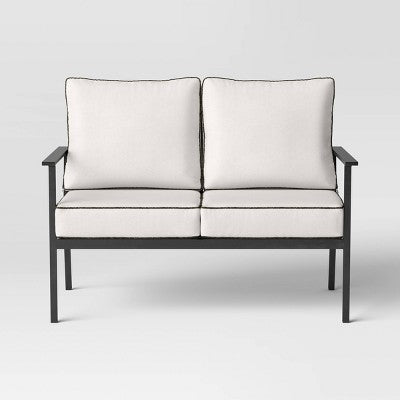 Searsburg Aluminum Deep Seating Outdoor Patio Loveseat - Black - Threshold (LOCAL PICKUP ONLY)
