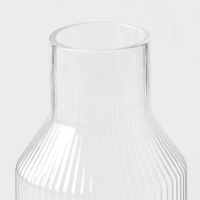Ribbed Glass Carafe Clear - Threshold: Dishwasher-Safe Beverage Server, 50oz Cold Drink Pitcher, Cadmium-Free Glass